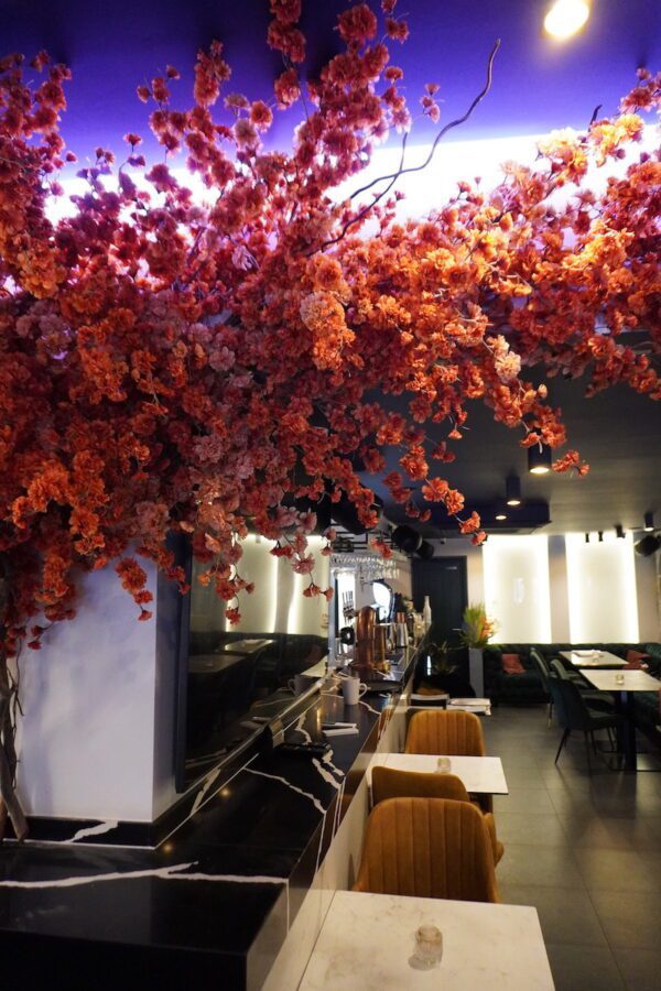 orange artificial cheery blossom tree
